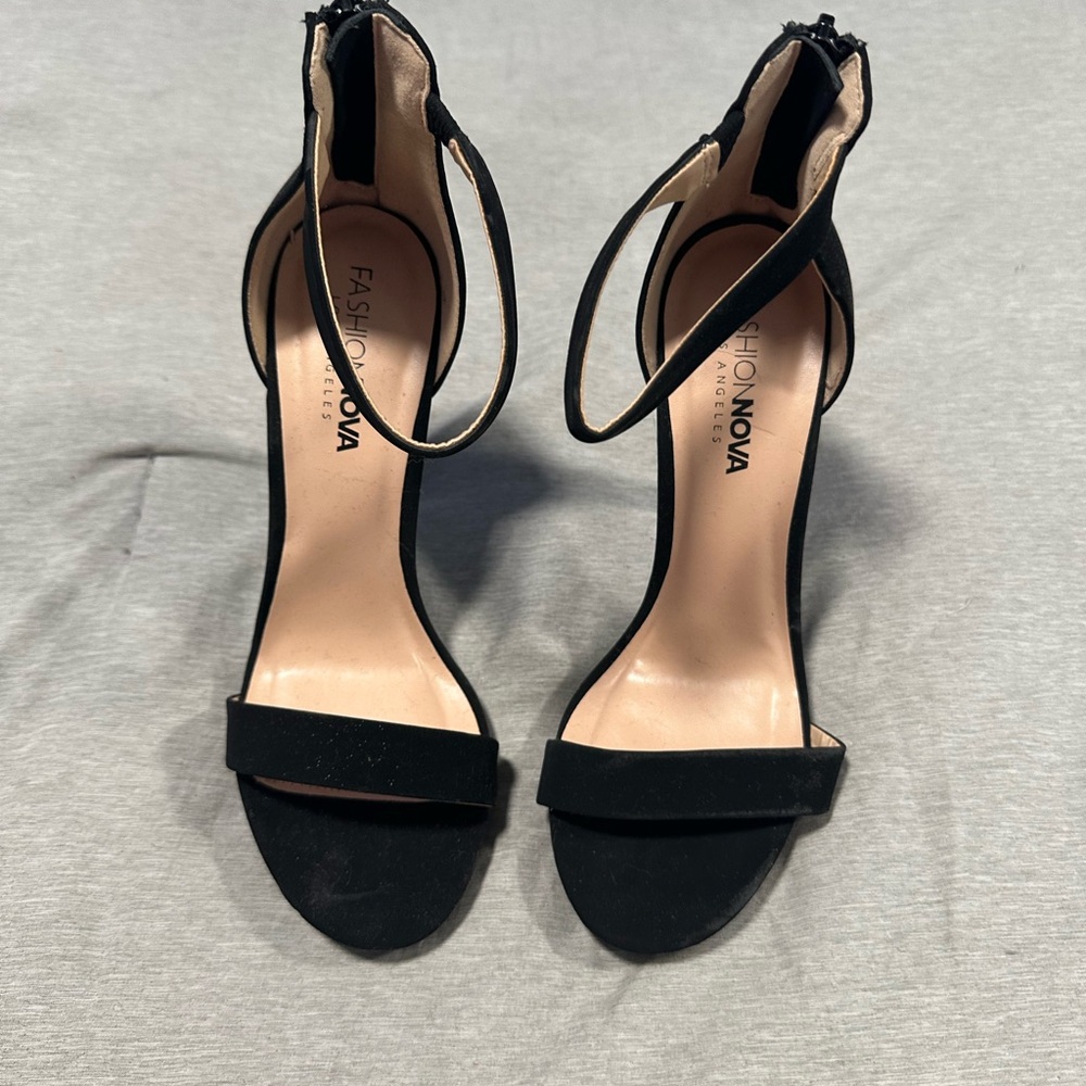 Fashion Nova Black Stiletto Heels with Ankle Strap